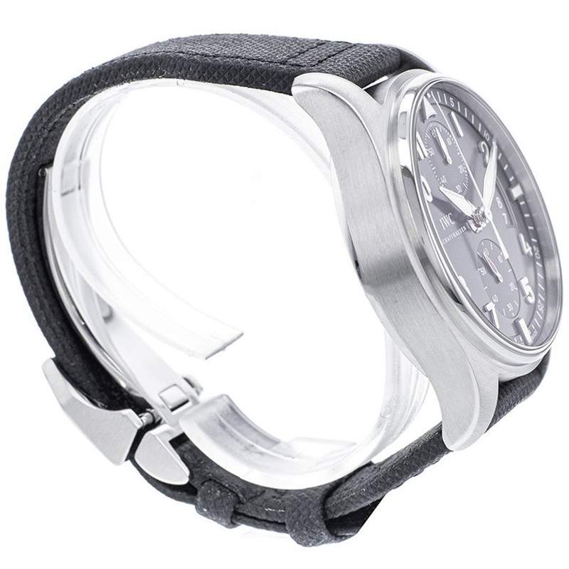 Pre-owned IWC Spitfire Chronograph Men's Automatic Steel Watch with Black Textile Strap - D3 View