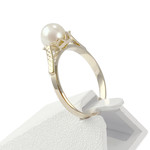 Bague d'occasion or 750 jaune perle de culture - vue 2