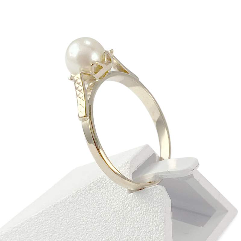 Bague d'occasion or 750 jaune perle de culture - vue 2