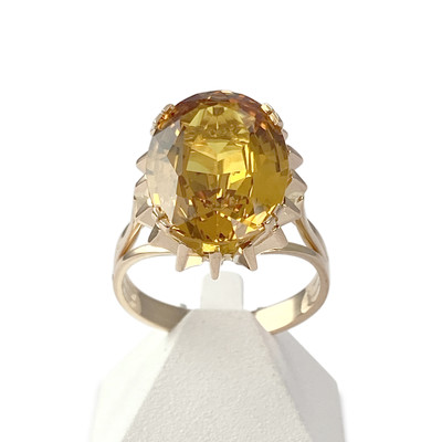 Bague d'occasion or 750 jaune corindon synthétique - vue 1