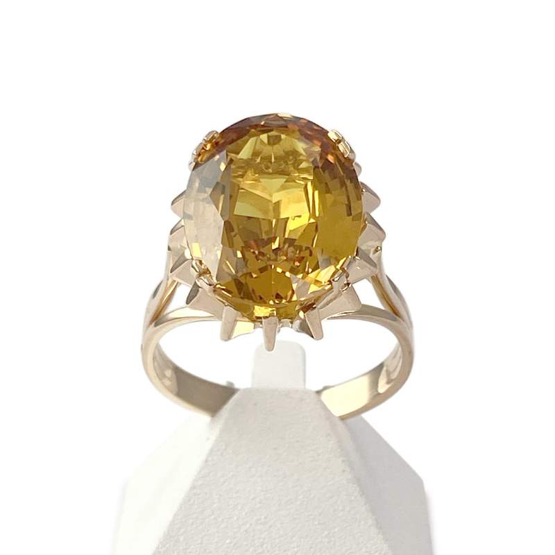 Bague d'occasion or 750 jaune corindon synthétique - vue 1