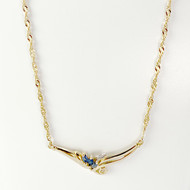Collier d'occasion or 750 jaune diamant et saphirs 41 cm