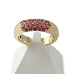 Tweedehands ring van 750 geelgoud met roze saffieren - afbeelding 1