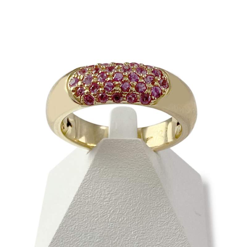 Bague d'occasion or 750 jaune saphirs roses - vue 1