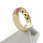 Tweedehands gouden ring 750 geel roze saffieren - bekijk 2