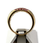 Tweedehands gouden ring 750 geel roze saffieren - bekijk 3