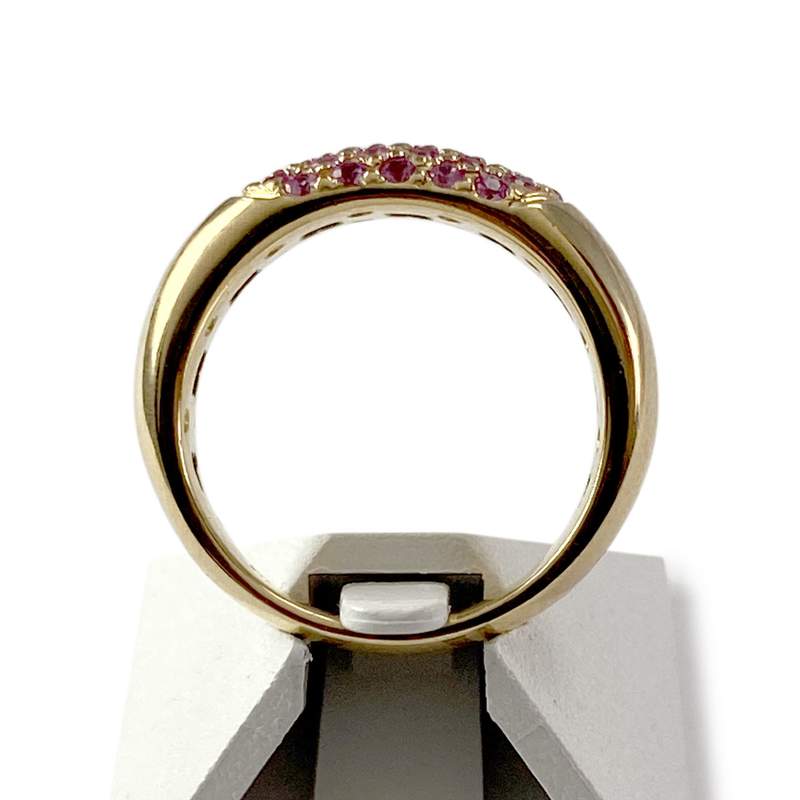Bague d'occasion or 750 jaune saphirs roses - vue 3