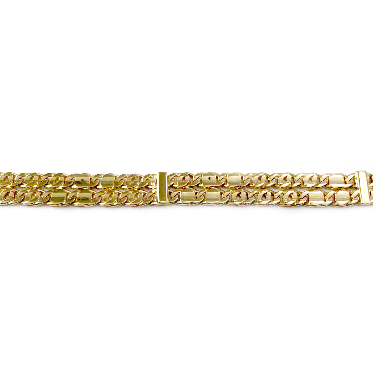 Bracelet d'occasion or 750 jaune double rang maille fantaisie 19 cm - vue 3