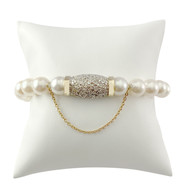 Bracelet d'occasion or 585 jaune perles du Japon diamants 21 cm