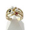 Bague d'occasion or 750 jaune diamant saphir rubis perles de culture - vue V1
