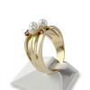 Bague d'occasion or 750 jaune diamant saphir rubis perles de culture - vue V2