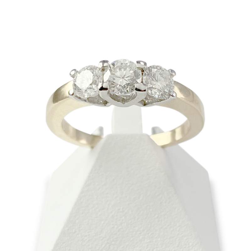 Tweedehands ring van 750 geel- en witgoud met diamanten - afbeelding 1