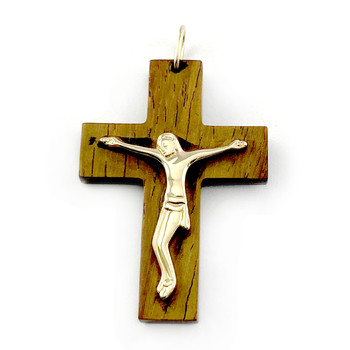 Pendentif d'occasion croix or 375 jaune bois Crucifix