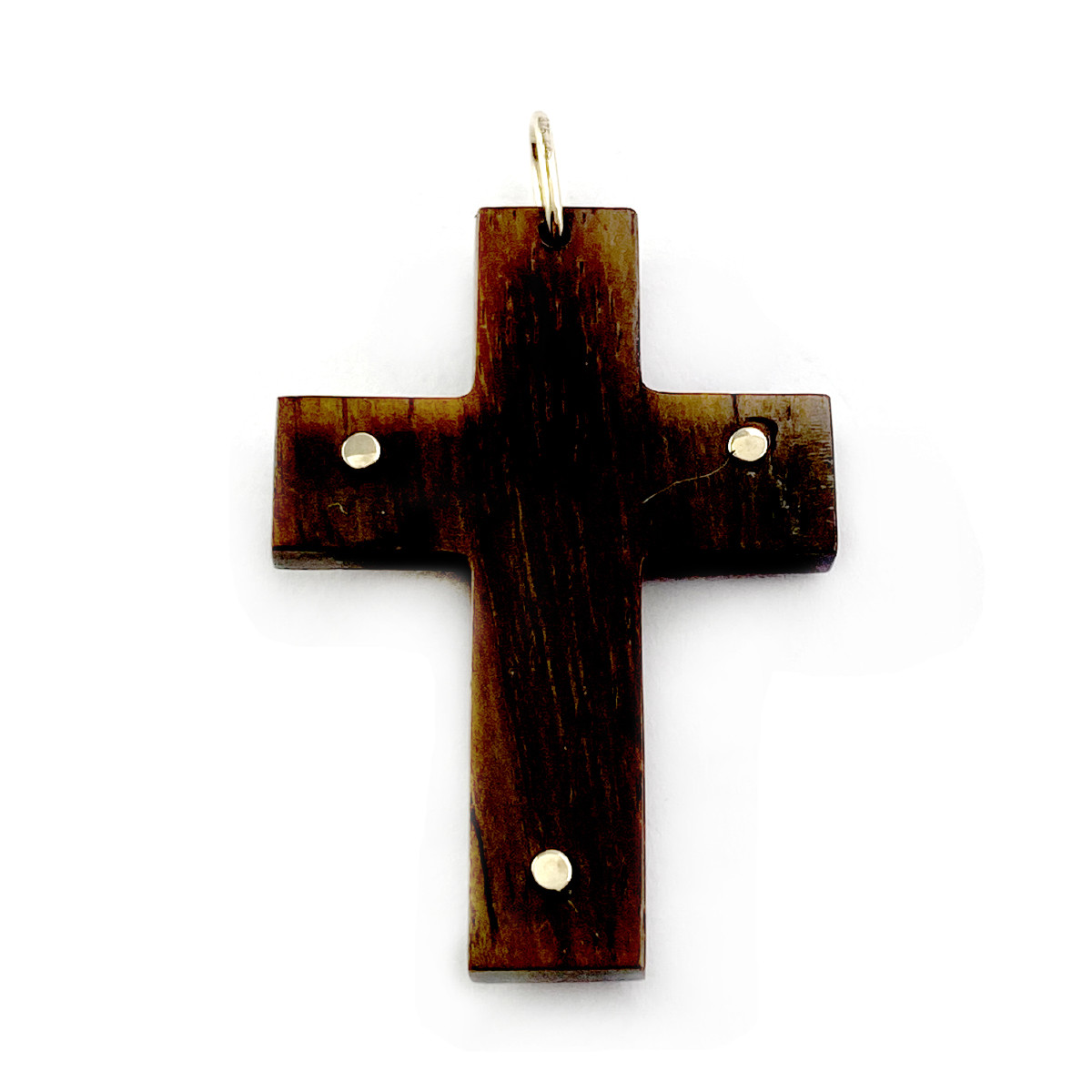 Pendentif d'occasion croix or 375 jaune bois Crucifix - vue 2