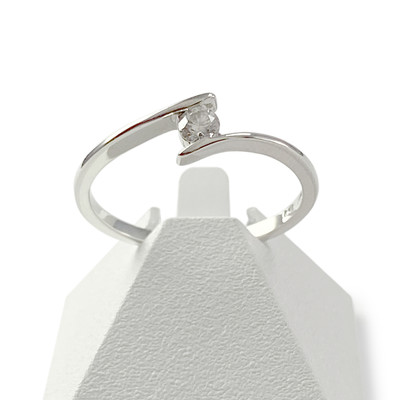 Solitaire d'occasion or 750 blanc diamant - vue 1