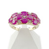 Bague d'occasion or 750 2 tons rubis ovales et diamants - vue V1