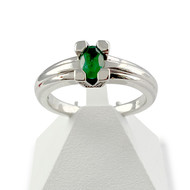 Bague d'occasion VAN BRILL or blanc 750, émeraude, diamants.