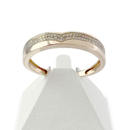 Bague d'occasion or 375 2 tons diamants