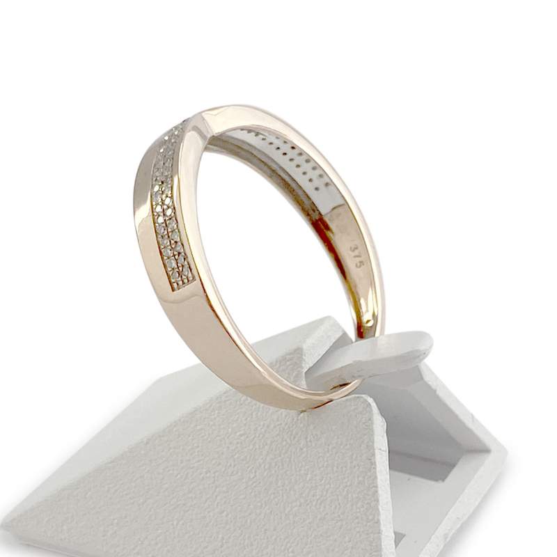 Bague d'occasion or 375 2 tons diamants - vue 2