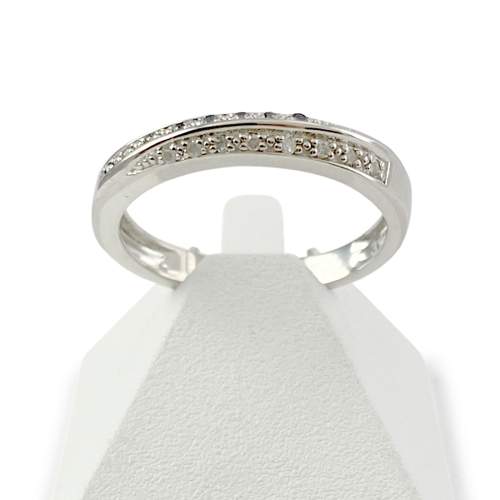 Bague d'occasion or 375 blanc diamants noirs traités et blancs