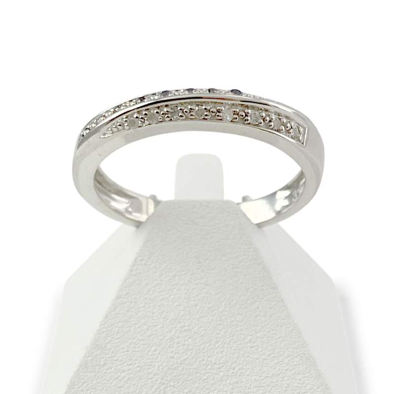 Bague d'occasion or 375 blanc diamants noirs traités et blancs - vue 1