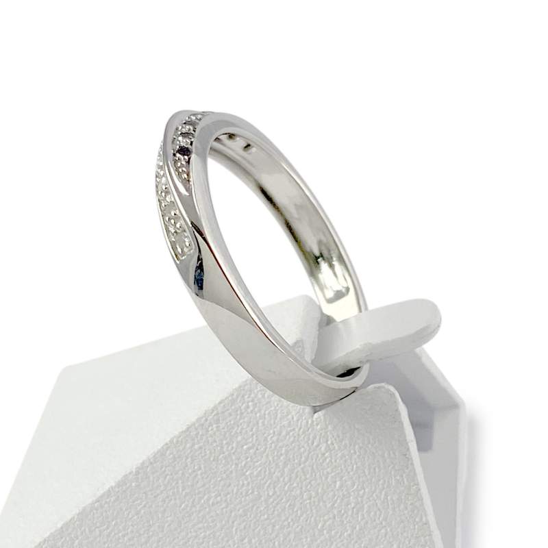 Bague d'occasion or 375 blanc diamants noirs traités et blancs - vue 2
