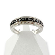 Bague d'occasion or 750 blanc diamants noirs