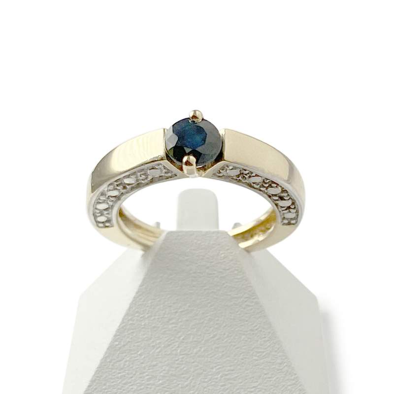 Bague d'occasion or 750 et rhodié saphir - vue 1