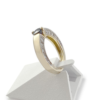 Bague d'occasion or 750 et rhodié saphir