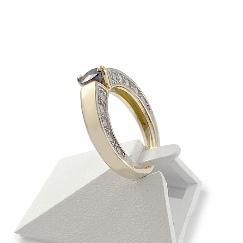 Bague d'occasion or 750 et rhodié saphir - vue 2
