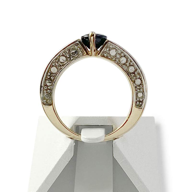 Bague d'occasion or 750 et rhodié saphir - vue 3
