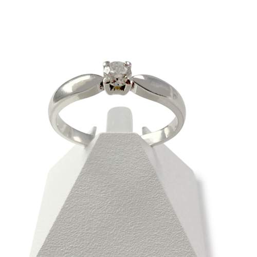 Bague solitaire d'occasion or 750 blanc diamant 0.20 carat