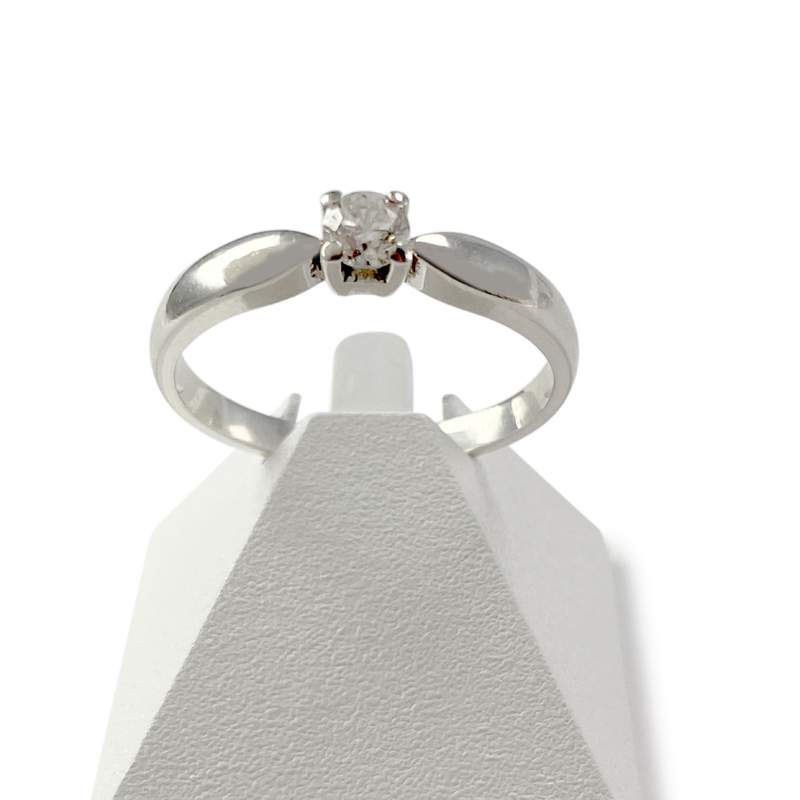 Bague solitaire d'occasion or 750 blanc diamant 0.20 carat - vue 1