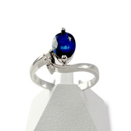 Bague d'occasion or 750 blanc saphir diamants