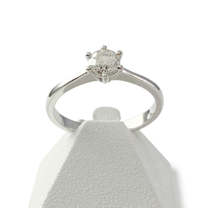 Solitaire d'occasion or 750 blanc diamant - vue 1