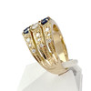 Bague d'occasion or 750 jaune diamants saphirs - vue V2