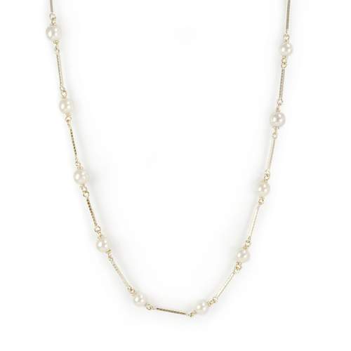 Tweedehands ketting van 750 geelgoud met gekweekte parels uit Japan, 57 cm