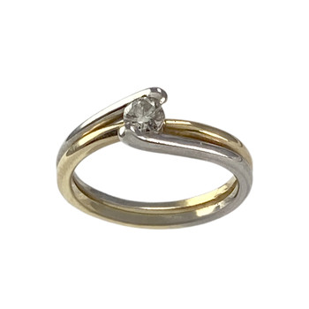 Bague solitaire d'occasion or 750 jaune 0.15 carat