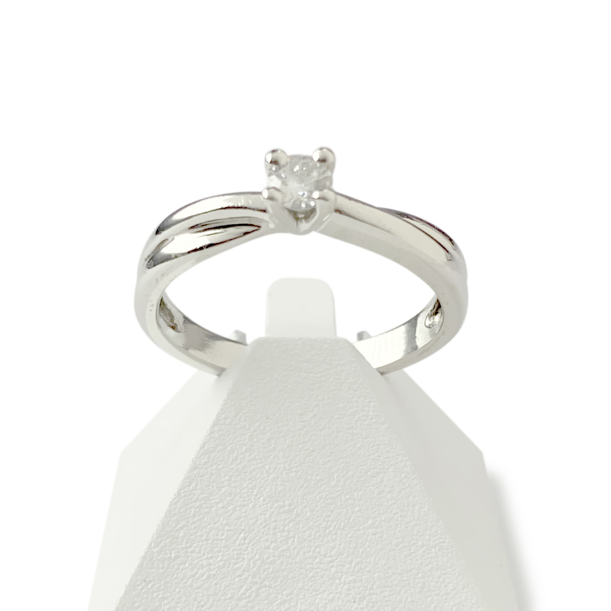 Solitaire d'occasion or 750 blanc diamant 0.15 carat