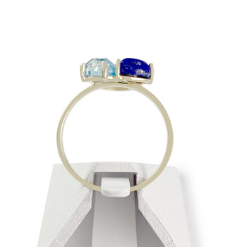 Precious stones and mother-of-pearl flower 375 yellow gold ring