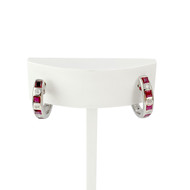 Boucles d'oreilles d'occasion or 750 blanc diamants rubis