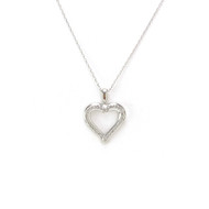 Collier pendentif coeur d'occasion or 375 blanc diamants 42 cm