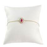 Bracelet d'occasion or 750 jaune rubis diamants 18 cm - vue 1