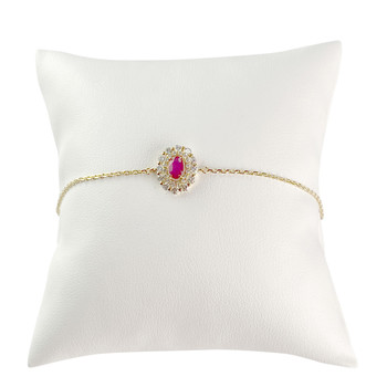 Bracelet d'occasion or 750 jaune rubis diamants 18 cm