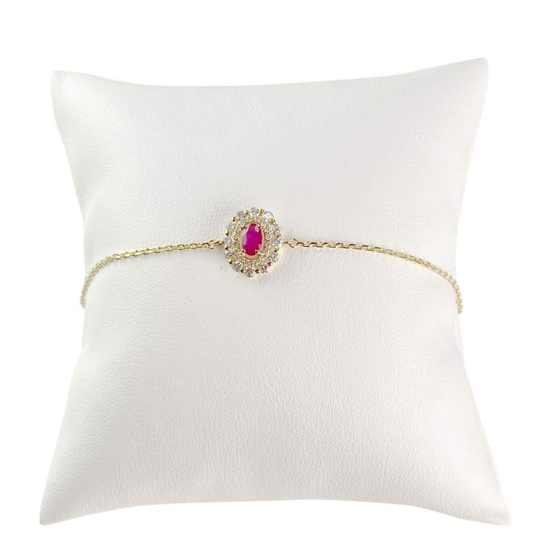 Bracelet d'occasion or 750 jaune rubis diamants 18 cm - vue 1