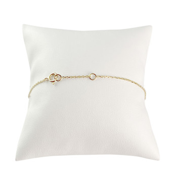 Tweedehands armband goud 750 geel robijn diamant 18 cm