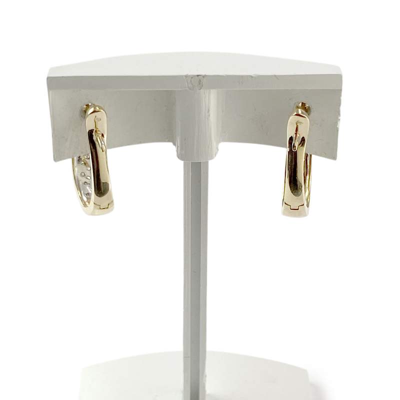 Boucles d'oreilles d'occasion or 750 jaune diamants - vue 3