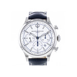Montre d'occasion Baume et Mercier Capeland homme chronographe automatique acier bracelet cuir noir - vue 1