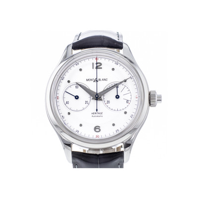 Montre d'occasion Montblanc Heritage homme chronographe automatique acier bracelet cuir noir - vue 1