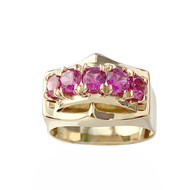 Bague d'occasion or 750 jaune rubis synthétiques